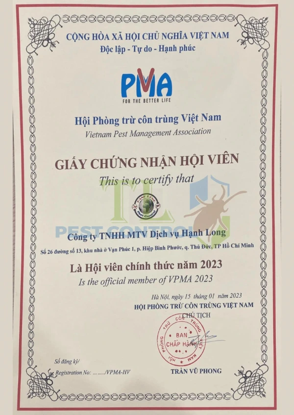 chứng chỉ diệt côn trùng